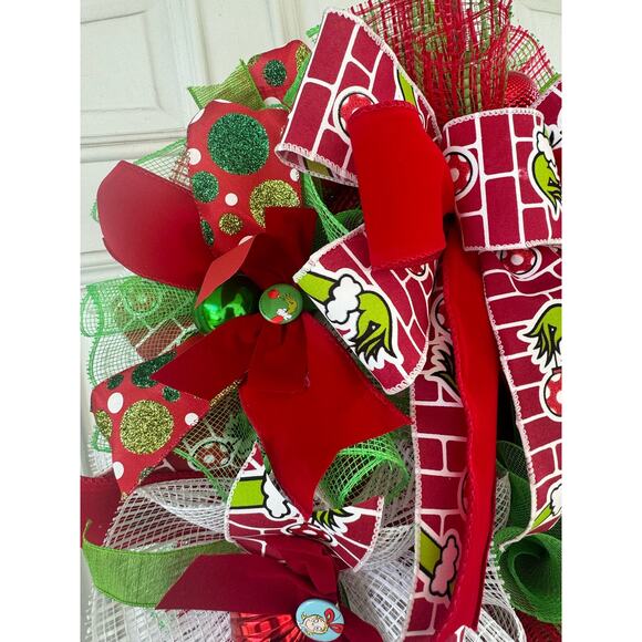 Grinch Wreath & Christmas Garland Holiday Home Decor, Front Door Hanger Gift xxx - Picture 5 of 10
